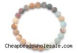 CGB8081 8mm matte amazonite, picture jasper & picasso jasper beaded stretchy bracelets