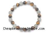 CGB8088 8mm matte yellow tiger eye & labradorite beaded stretchy bracelets