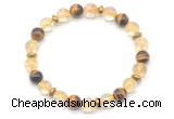 CGB8102 8mm citrine, yellow tiger eye & hematite power beads bracelet