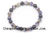 CGB8104 8mm dogtooth amethyst, garnet & hematite power beads bracelet