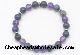 CGB8106 8mm sodalite, amethyst & hematite power beads bracelet