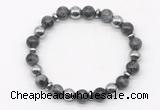 CGB8116 8mm black labradorite & hematite power beads bracelet