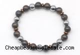 CGB8117 8mm bronzite & hematite power beads bracelet