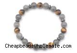 CGB8120 8mm labradorite, yellow tiger eye & hematite power beads bracelet