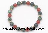 CGB8122 8mm ruby zoisite, red agate & hematite power beads bracelet