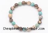 CGB8124 8mm zebra jasper, blue sea sediment jasper & hematite power beads bracelet