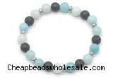 CGB8130 8mm amazonite, black lava & hematite power beads bracelet