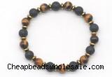 CGB8135 8mm yellow tiger eye, black lava & hematite power beads bracelet