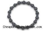 CGB8138 8mm matte black agate, black lava & hematite power beads bracelet