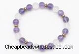 CGB8143 8mm amethyst, matte white crystal & hematite power beads bracelet