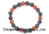 CGB8148 8mm matte black agate, red agate & hematite power beads bracelet