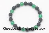 CGB8149 8mm matte black agate, green agate & hematite power beads bracelet