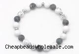 CGB8152 8mm white howlite, matte black labradorite & hematite power beads bracelet