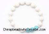 CGB8204 8mm white lava & blue howlite beaded stretchy bracelets