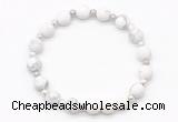 CGB8205 8mm matte white howlite & white lava beaded stretchy bracelets