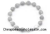 CGB8208 8mm matte grey picture jasper & white lava beaded stretchy bracelets