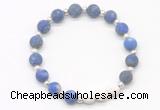 CGB8210 8mm matte lapis lazuli & white lava beaded stretchy bracelets