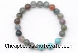 CGB8218 8mm Indian agate & blue howlite beaded stretchy bracelets