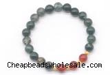 CGB8219 8mm moss agate & red agate beaded stretchy bracelets