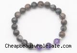 CGB8222 8mm grey opal & amethyst beaded stretchy bracelets