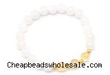 CGB8224 8mm white jade & citrine beaded stretchy bracelets