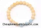 CGB8227 8mm honey jade & aquamarine beaded stretchy bracelets