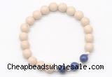 CGB8233 8mm white fossil jasper & lapis lazuli beaded stretchy bracelets