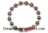 CGB8238 8mm brecciated jasper & red agate beaded stretchy bracelets