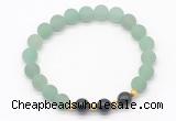 CGB8242 8mm matte green aventurine & black agate beaded stretchy bracelets