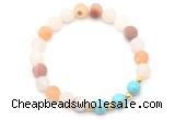 CGB8244 8mm matte druzy agate & blue howlite beaded stretchy bracelets