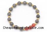 CGB8256 8mm rainbow labradorite & red agate beaded stretchy bracelets