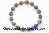 CGB8257 8mm black labradorite & lapis lazuli beaded stretchy bracelets