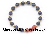 CGB8259 8mm purple yellow tiger eye & red agate beaded stretchy bracelets