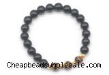 CGB8261 8mm black obsidian & grade AA yellow tiger eye beaded stretchy bracelets