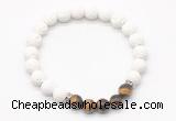 CGB8273 8mm white lava & grade AA yellow tiger eye beaded mala stretchy bracelets