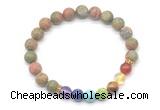 CGB8306 8mm matte unakite 7 chakra beaded mala stretchy bracelets