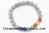 CGB8310 8mm matte grey picture jasper 7 chakra beaded mala stretchy bracelets