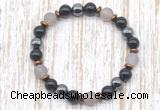 CGB8323 8mm matte grey agate, black onyx & hematite energy bracelet