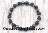 CGB8324 8mm matte black onyx, black onyx & hematite energy bracelet