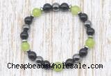 CGB8337 8mm candy jade, black onyx & hematite energy bracelet