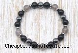 CGB8340 8mm grey agate, black onyx & hematite energy bracelet