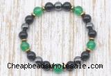 CGB8342 8mm green agate, black onyx & hematite energy bracelet