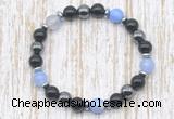 CGB8345 8mm blue banded agate, black onyx & hematite energy bracelet