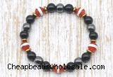 CGB8352 8mm Tibetan agate, black onyx & hematite energy bracelet