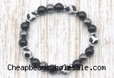 CGB8353 8mm Tibetan agate, black onyx & hematite energy bracelet