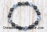 CGB8354 8mm Tibetan agate, black onyx & hematite energy bracelet