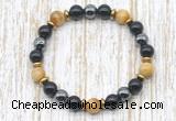 CGB8360 8mm golden tiger eye, black onyx & hematite energy bracelet