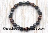 CGB8363 8mm red tiger eye, black onyx & hematite energy bracelet