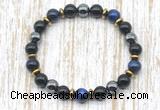 CGB8366 8mm blue tiger eye, black onyx & hematite energy bracelet