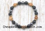 CGB8372 8mm picture jasper, black onyx & hematite energy bracelet